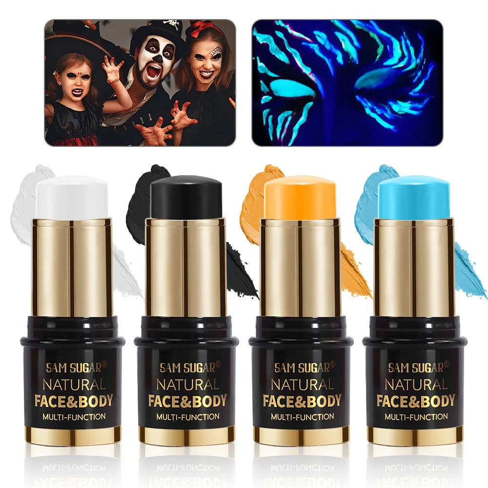 هالوين الوجه الطلاء عصا الاطفال وهمية الدم الأبيض الوجه اللوحة الأشعة فوق البنفسجية الإسفار هالوين امرأة تأثيري ماكياج الجسم طلاء الوجه