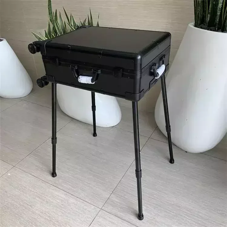 

Telescopic Makeup Case Small Luggage Shape Makeup Case With Chair And LED Lights cosmeti Case TO Organizer Small Thing