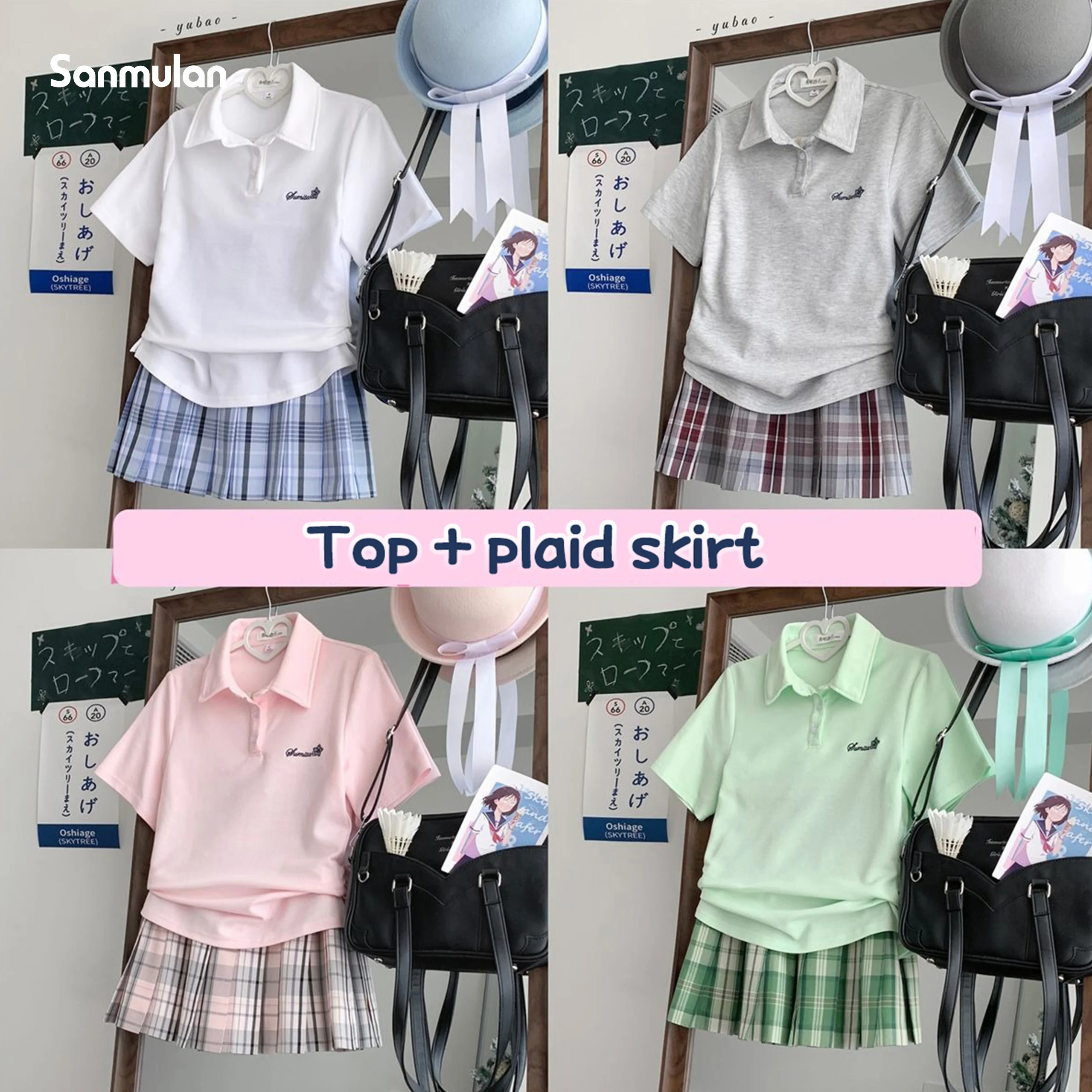 

Japanese JK Uniform Polo Shirt and Skirt Suit Spring and Summer Wear Genuine All-match College Style Female Cute Lady Quiet