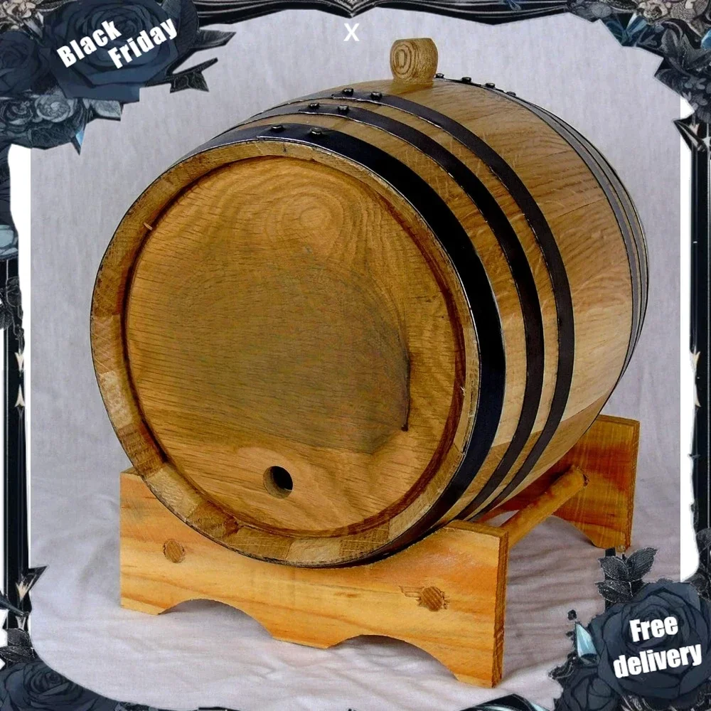 Personalized Engraved White American Oak Aging Barrels (5 Liter) - New Wooden Barrels To Age Your Own Whiskey, Bourbon, Wine