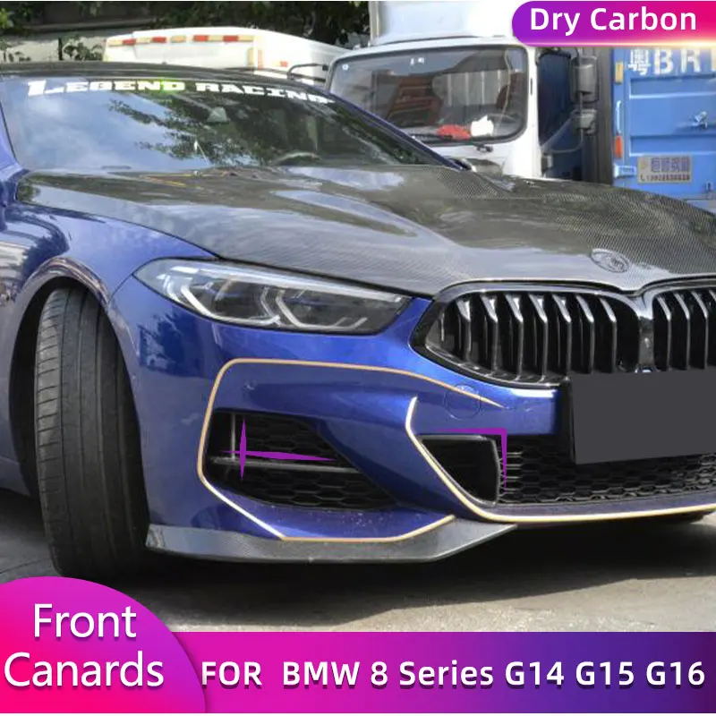 Dry Carbon Front Bumper Air Vent Trims for BMW 8 Series G14 G15 G16 M Sport 2D 4D 2019-2022 Car Front Fog Light Cover Canards