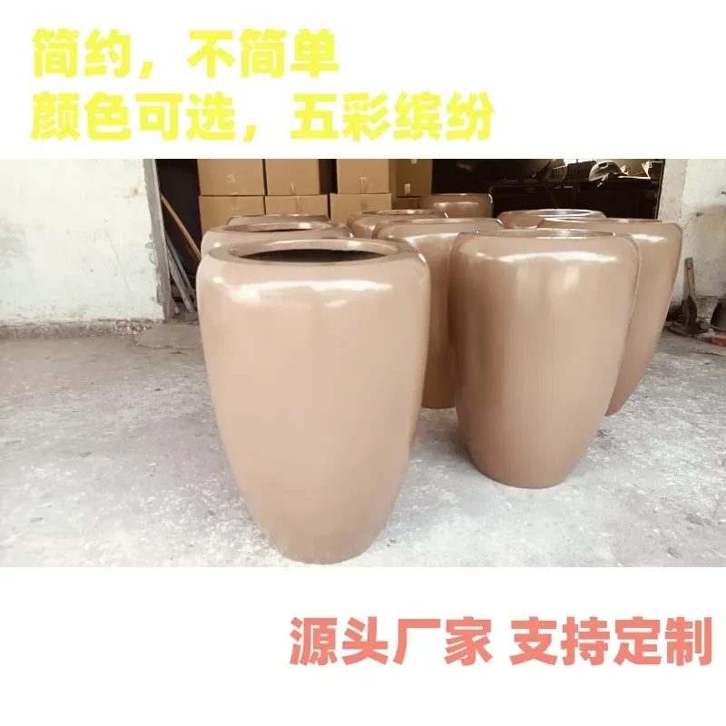 Arc FRP Floor to Ceiling Flower Pot for Mall Hotel Coffee Shop Handmade Fiberglass Planter Container Large Decorative Vase