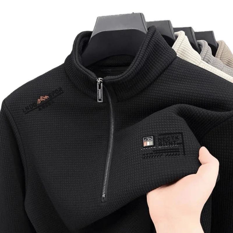 فضفاضة عادية سحاب أكمام طويلة طوق البلوز العصرية ألياف البوليستر ربيع الخريف الرجال تي شيرت الكورية نمط الشارع الشهير