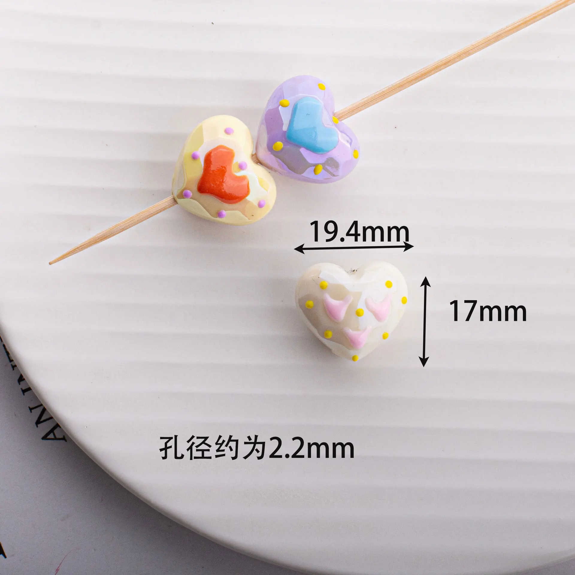 Newest 60pcs 19*17mm Hand Painting Oil Drop Love Heart Acrylic Jewelry Beads DIY Ornament Accessory Material Bracelet Spacers