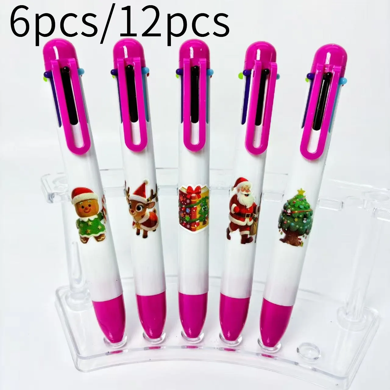 

6 шт./12 шт., рождественская тематическая разноцветная шариковая ручка «шесть в одном», рождественская серия, шариковая ручка, праздничная ограниченная серия, подарочная ручка