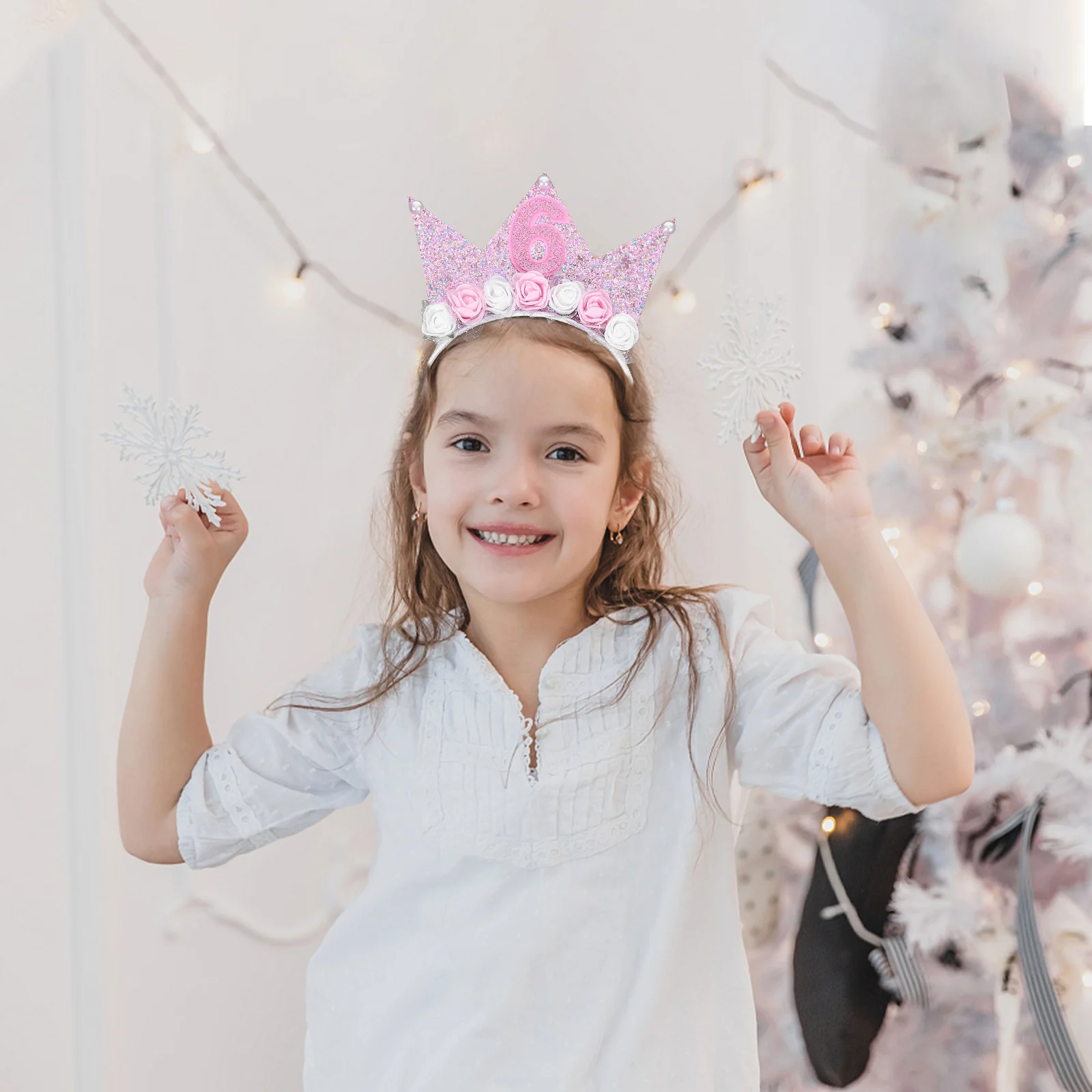 

Princess Tiara Girl Hair Accessories Pink Crown Headband Birthday Party Toddler Girl Headpiece Reusable Safe Materials