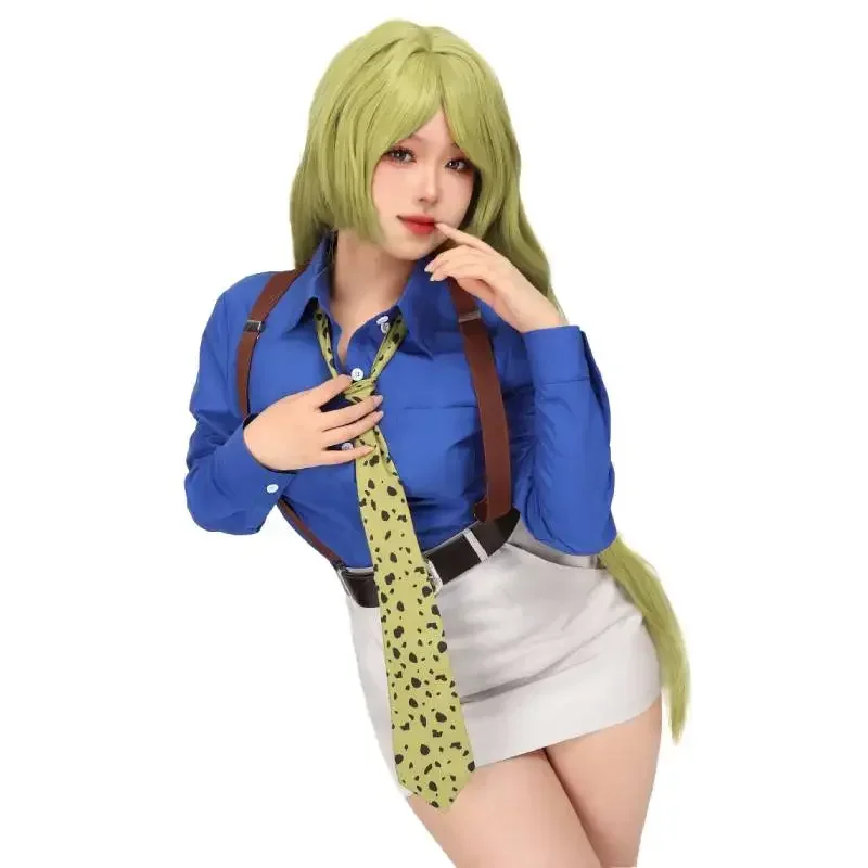 Nanami Kento Cosplay Costume Women's Shirt Slim Fit Skirt with Tie Suspender Glasses Nanami Kento Women JJK Costume view 5