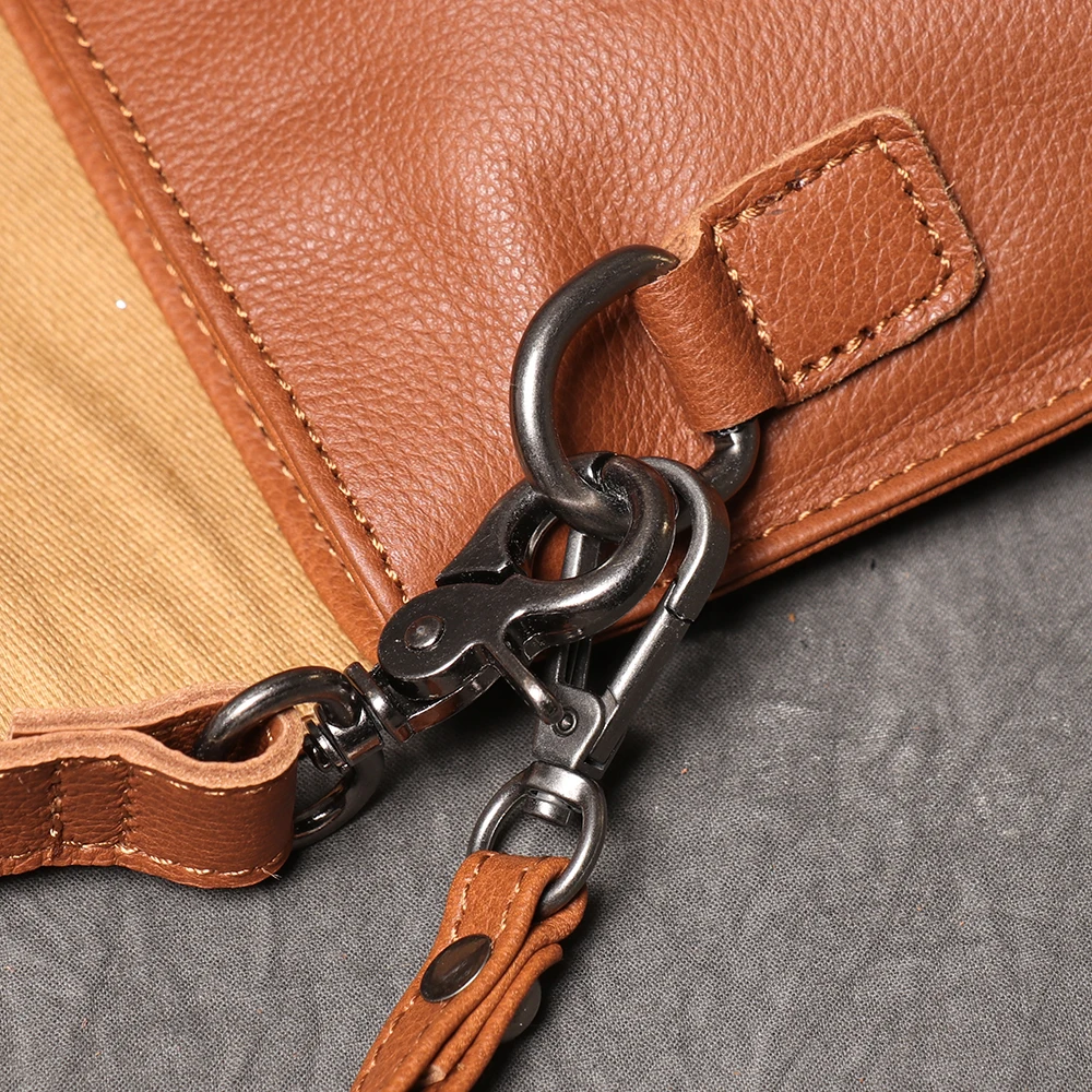 LUOKIR Vintage Echtem Leder Umhängetasche männer Mode Einfache Schulter Messenger Taschen Casual Luxury Klappe Rindsleder Kupplung Tasche – Detail 8