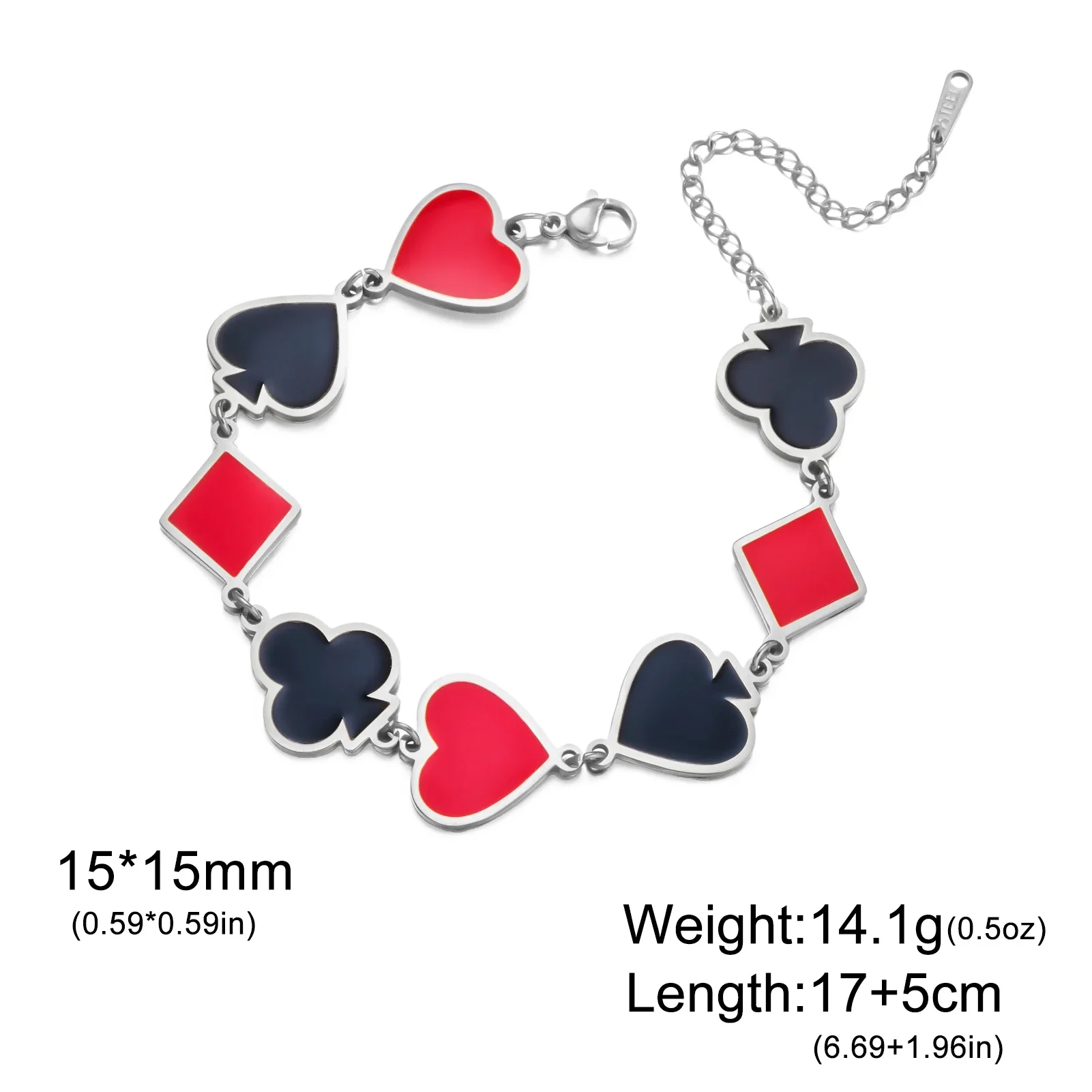 1 Stück Spielkarten-Emaille-Armband Edelstahl-Armband mit Lustigen Kartenelementen Einzigartiger Schmuck Geschenk für Frauen und Männer Großhandel – Detail 6