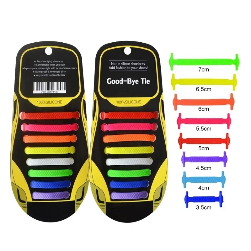 16Pcs No-Tie Silicone Shoelaces Elastic Lazy Shoe Laces Waterproof Colorful Replacement Laces for Adult Athletic Running Sneaker