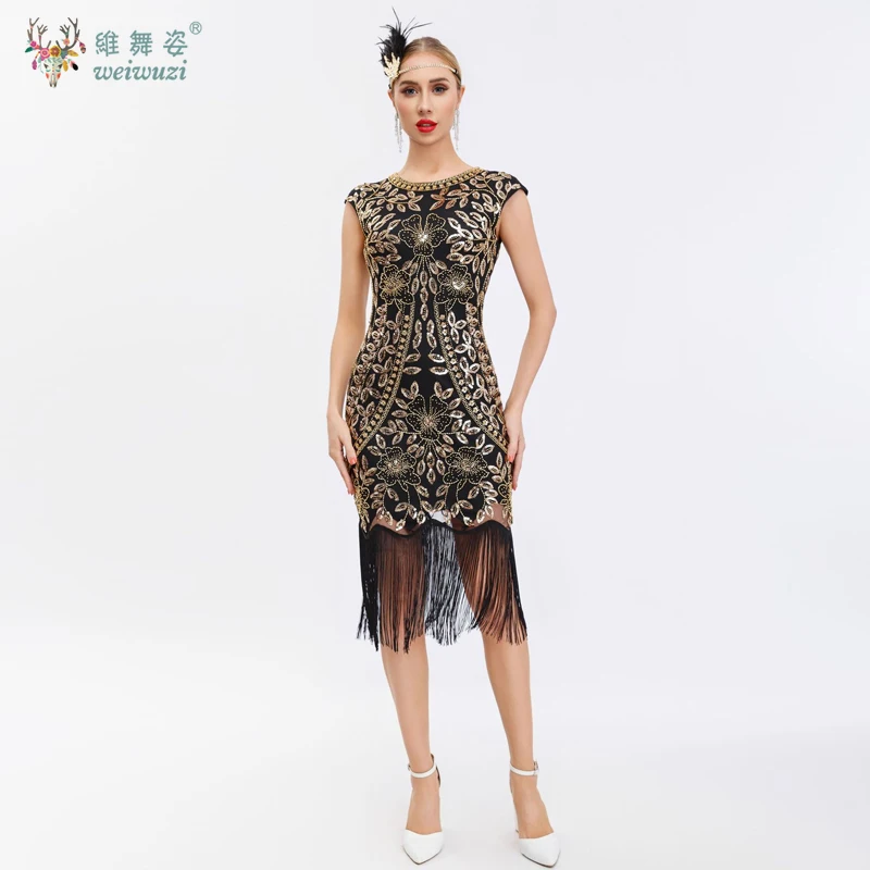 

Женское винтажное платье 1920-х годов с большим круглым вырезом без шнуровки, ревущие 20-х годов, винтажное ежегодное собрание с бисером в стиле «Великий Гэтсби» для коктейльной вечеринки