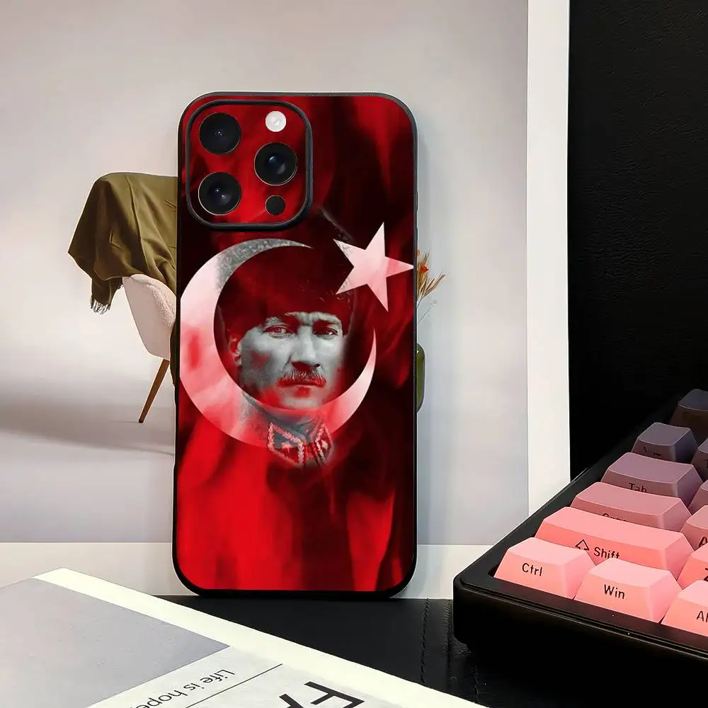 Funda para teléfono con firma de Mustafa Kemal Ataturk, elegante funda de TPU negra mate para 11-16. Antideslizante y resistente al desgaste