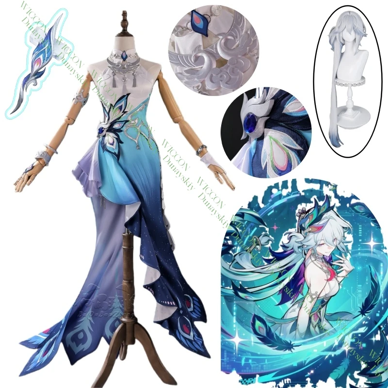 

Honkai Star Rail Yao Guang Cosplay Costume Wig And Dress Set with Headwear And Earrings for Women Girls Halloween Party