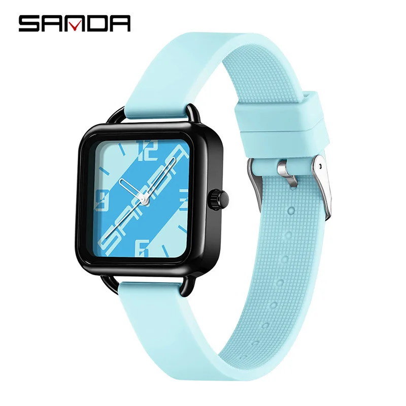 

SANDA 3261 Student Quartz Watch Colorful Leisure Waterproof Creative Square Dial Fashion Wristwatch for Boy Girl