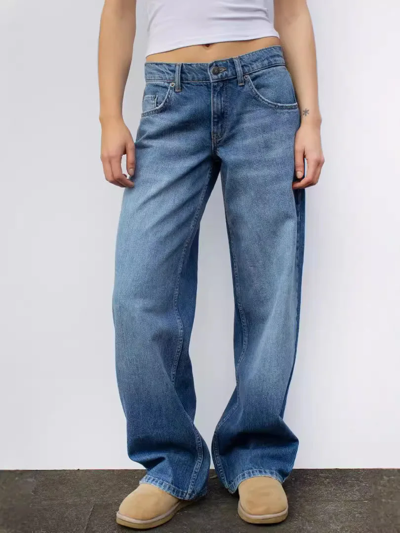 

Retro Washed Vintage Jeans High Waist Straight Jeans Wide Leg Loose Drapey Jeans Casual Everyday Relaxed Denim Pants.