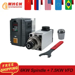 Makine mili seramik topu CNC, 6000 w 6kw 220 V / 380 V mili Motoru hava soğutma-18000 RPM 300 hz ER32 + 7.5 KW İnvertör VFD İnvertörde ilk 10 satış, 6kw-no. 8