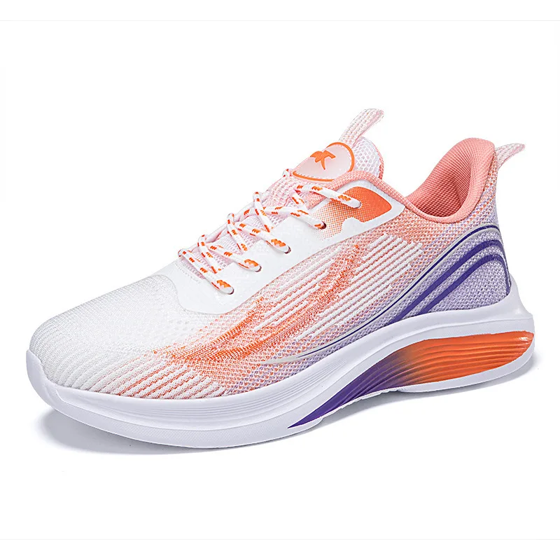 2024 summer new running shoes breathable lightweight flying woven shoes soft elastic soft sole sports shoes casual women's shoes