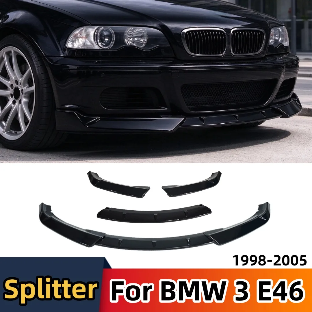 Front Bumper Lip Chin Splitter Decoration Car Styling Accessories Glossy Black For BMW 3 Series E46 Standard Bumper 1998-2005