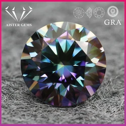 New Rainbow Green Moissanite Loose Stones 0.5-5.0ct VVS1 Lab Grown Diamond 3Excellent Round Cut Gemstones with GRA Certificate