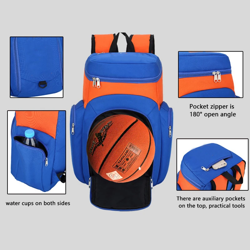 Mochila de basquete com logotipo para homens e mulheres, saco de futebol juvenil, grande capacidade, saco de treinamento esportivo, feminino