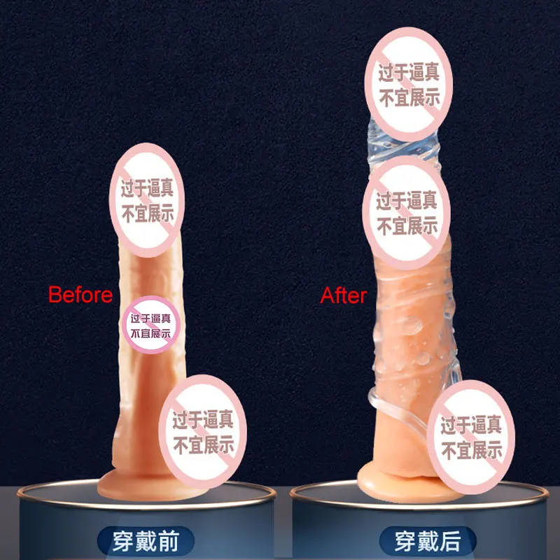 Elastic Penis Extension Sleeve Reusable Soft Delayed Ejaculation Condoms Penis Extender Dick Sleeve Adult Sex Toys For Men