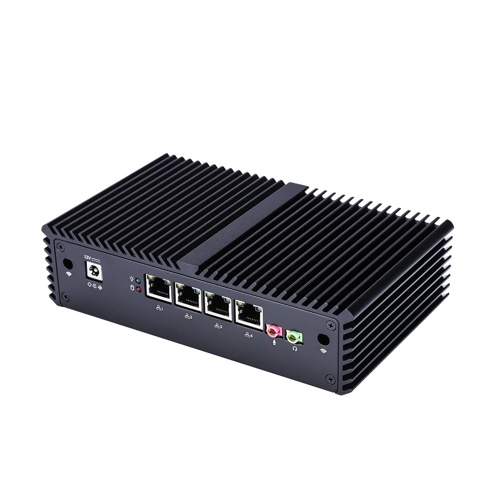 QOTOM 팬리스 미니 산업용 PC 코어 i3-5005U, i5-5200U 프로세서, 4 Lan, Q335G4, Q355G4