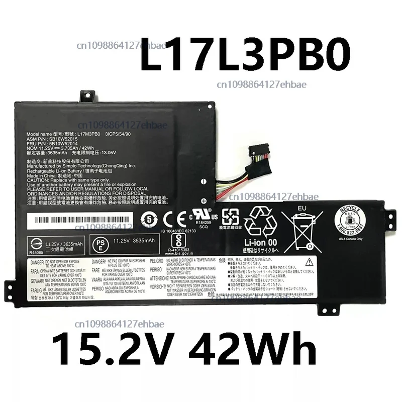 

L17L3PB0 L17M3PB0 15.2V 42Wh Laptop Battery For Lenovo Chromebook 100E 300E 500E C340-11 L17C3PG0 5B10S75394Fast ship