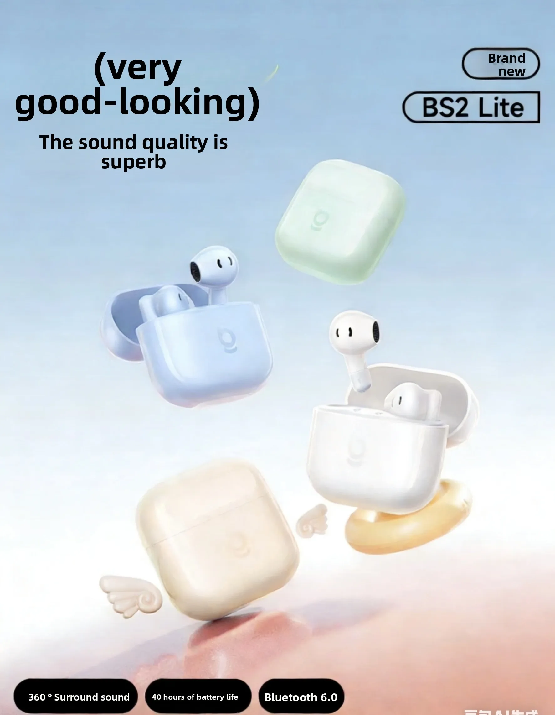 Baseus BS2 Lite Semi-In-Ear True Wireless Headset Comfortable Wear Bluetooth Music Sports Headset Low Latency — product photo 1 of 1