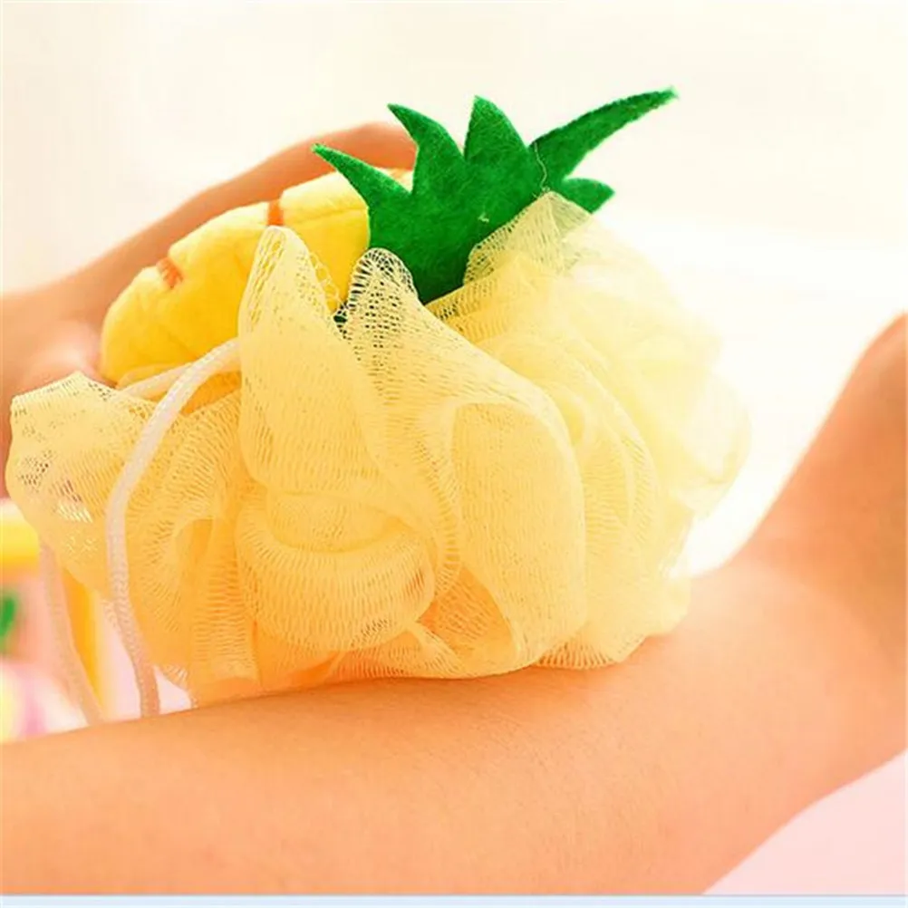 

6Pcs Fruit Shaped Bath Ball Soft Mesh Sponge Shower Puff for Shower Gel Soap Rich Foam Body Pineapple Watermelon