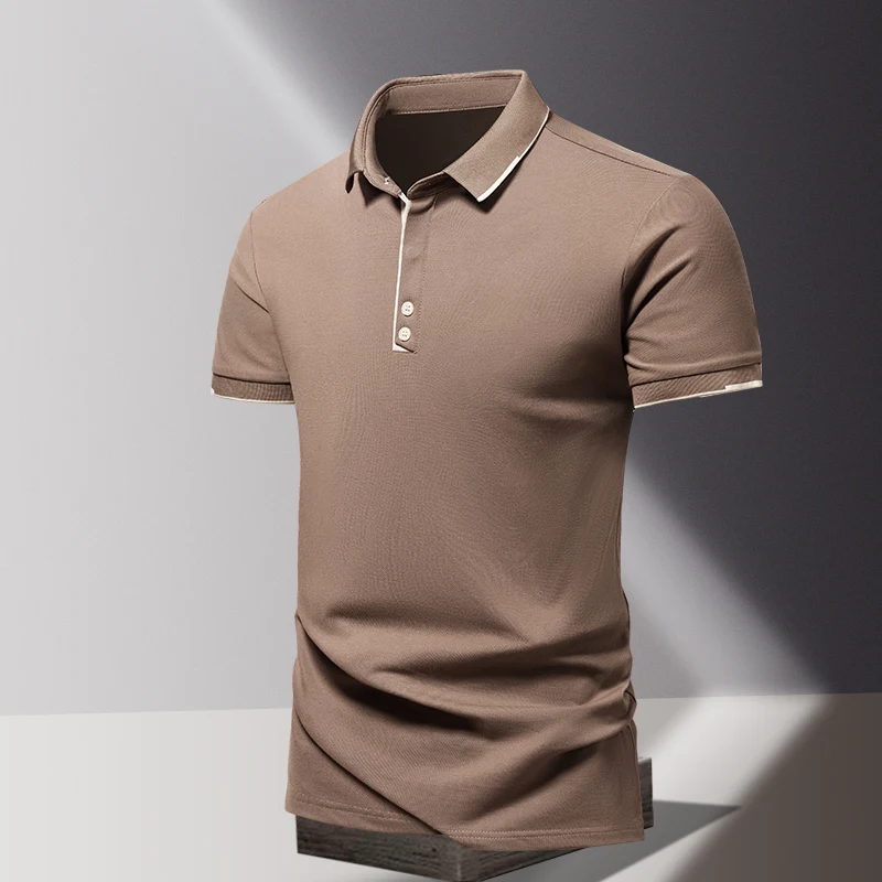 Summer men\'s POLO shirt fashionable ice silk quick drying short sleeved T-shirt  solid color loose fitting business collar top