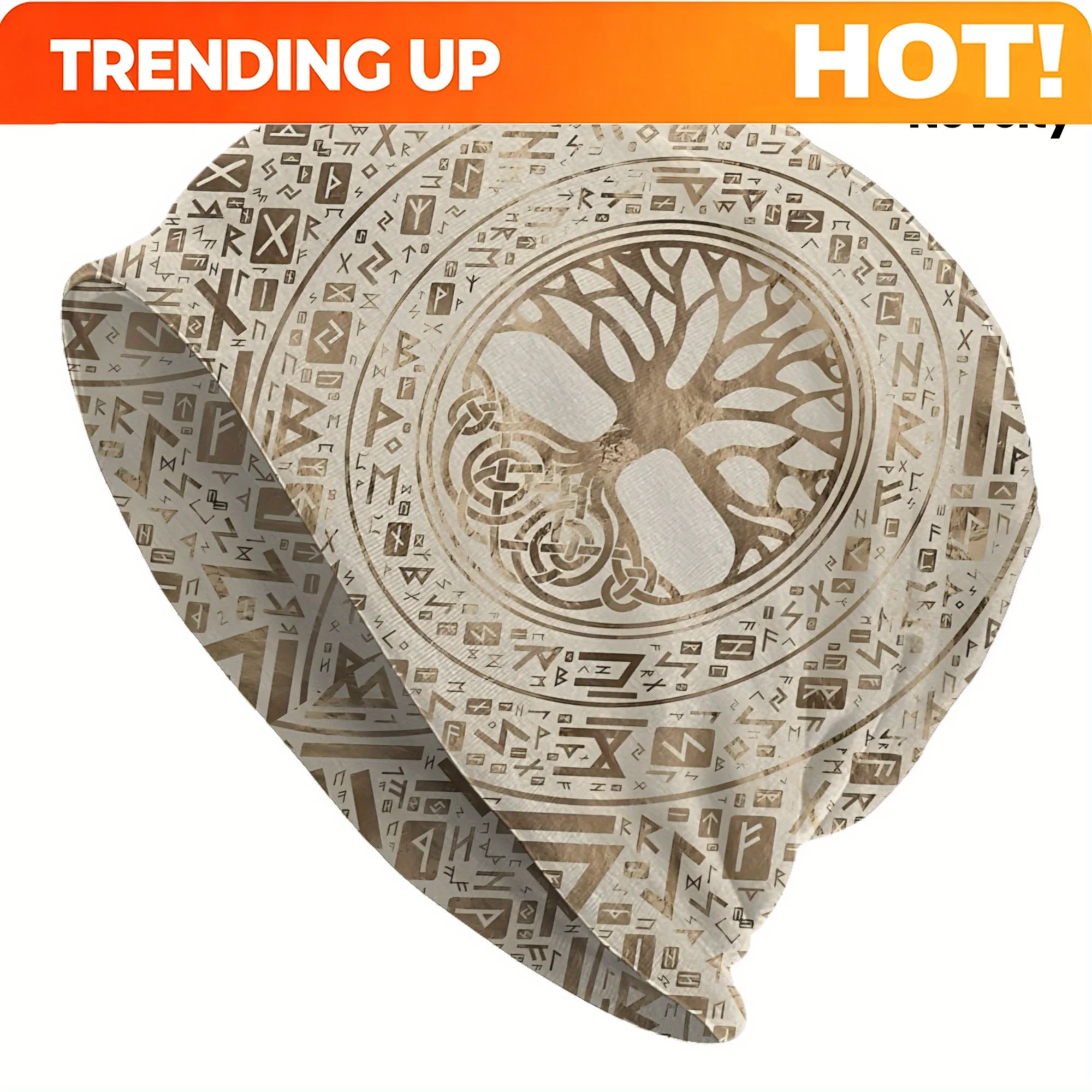 Customization 2D Print Design Tree Of Life Yggdrasil Runic Bonnet Hats Men Skullies Beanies Novelty Hats