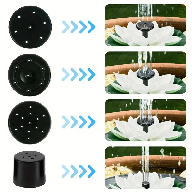 Pompe de fontaine de lotus solaire 1.2W, fontaine solaire de lotus DIY, adaptée au bain d'oiseaux de jardin, décoration d'étang, caractéristiques d'eau