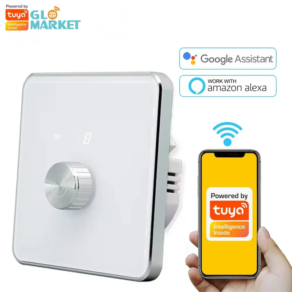 

Беспроводной настенный переключатель Smartier Tuya, ручка Wi-Fi, диммер, вращение, затемнение, дистанционное управление, освещение, интеллектуальный цифровой дисплей