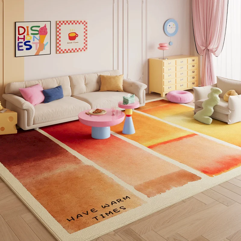 VIKAMA Rainbow Color Block Area Rug Happy Times Carpet Living Room Floor Mat Washable Soft For Bedroom Decor