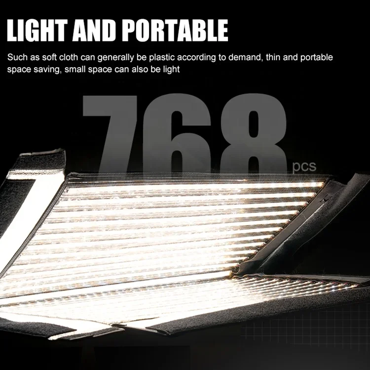 ZSYB JB-10 Bi-color LED Light Flexible Square Rollable Cloth Video Light APP Control 2700k-6500k 150w Professional Studio Lamp