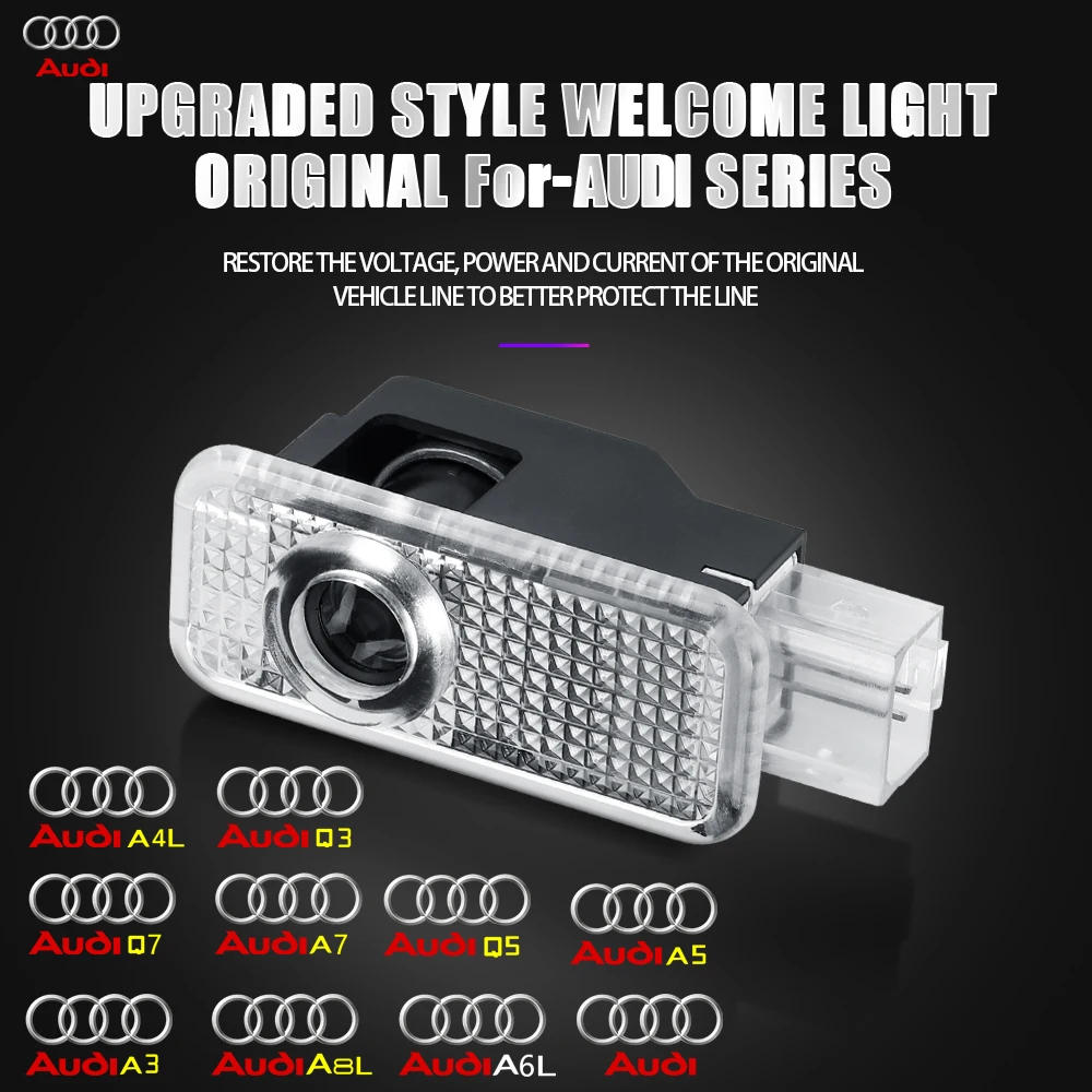 Led Car Door Welcome Lamp Laser Projector Night Light For Audi A1 A3 8P 8V A4 A5 A6 A7 A8 Q3 Q5 Q7 Q8 Sline TT Quattro RS A4L S3