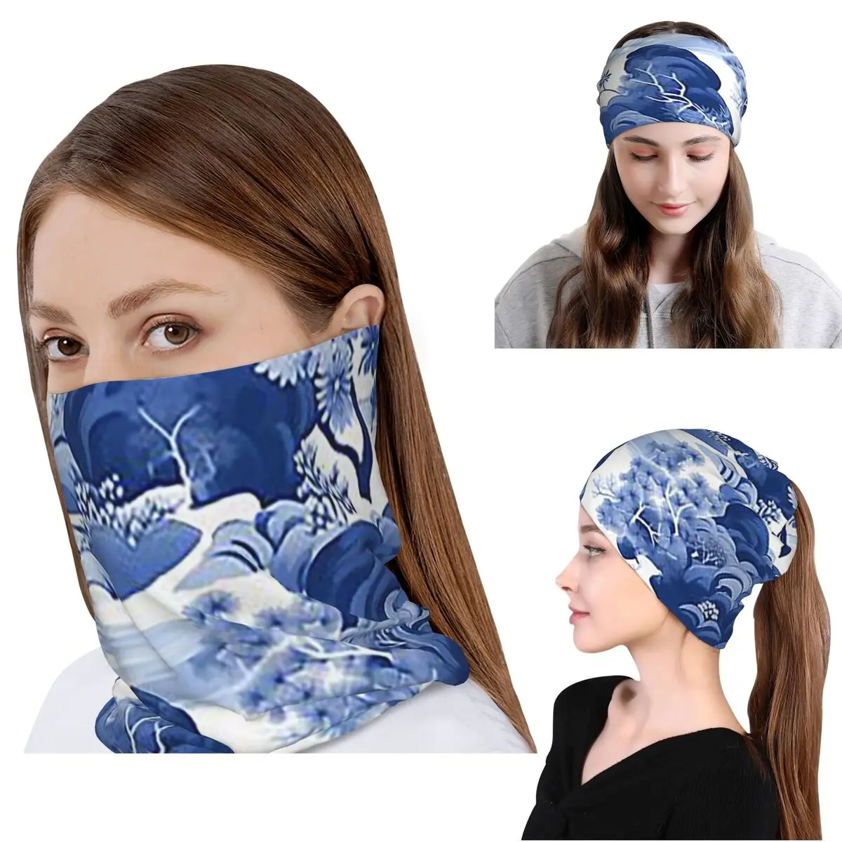 

Chinoiserie Pattern Bandana Neck Gaiter Wrap Scarf Multi-use Headwear Beanies Hat Unisex Adult Winter