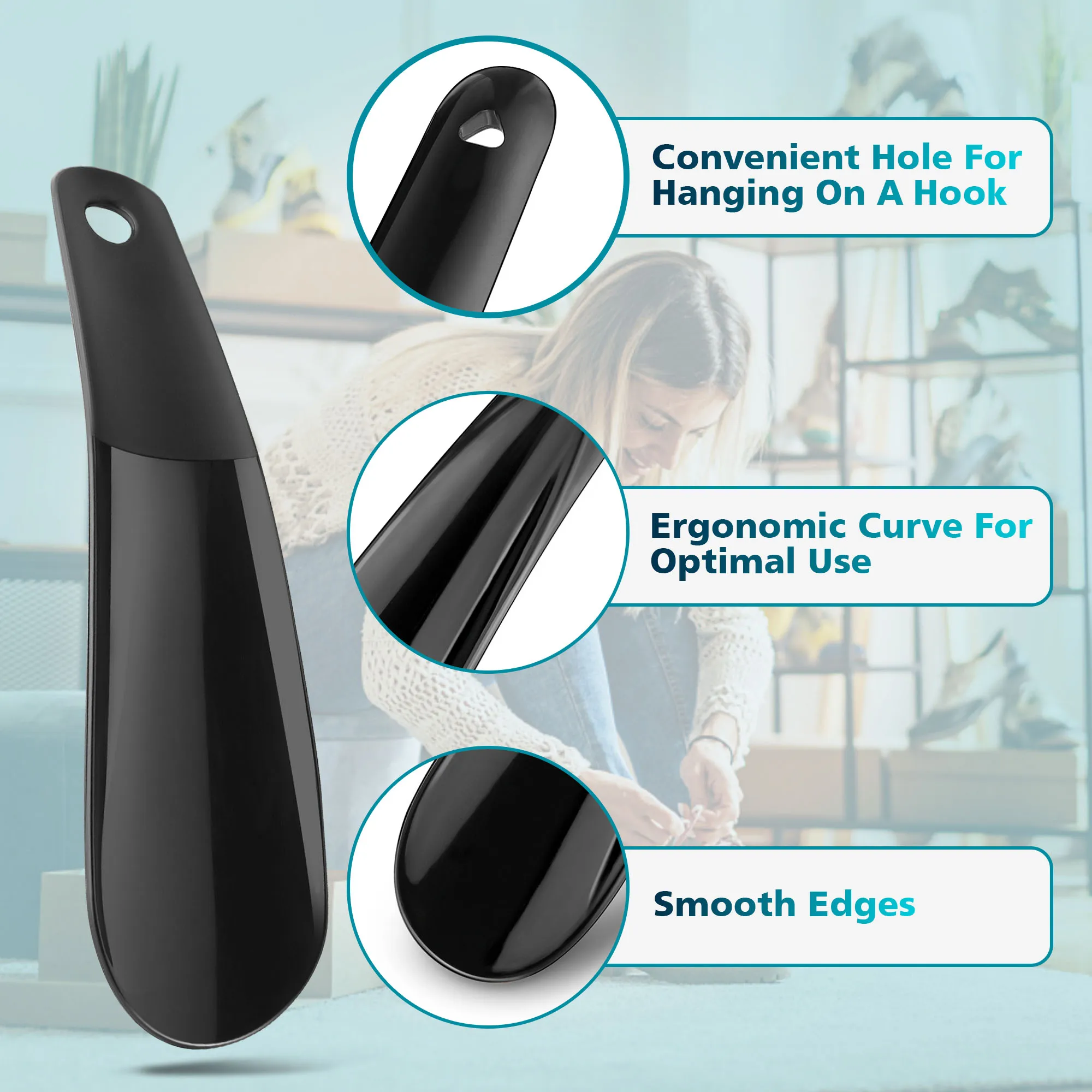 Professional Shoe Horn Sturdy Slip Shoe Lifter Stand Plastic Spoon Shape Smooth Shoe Horns Wearing Shoes Nice Tool for Traveling image 4