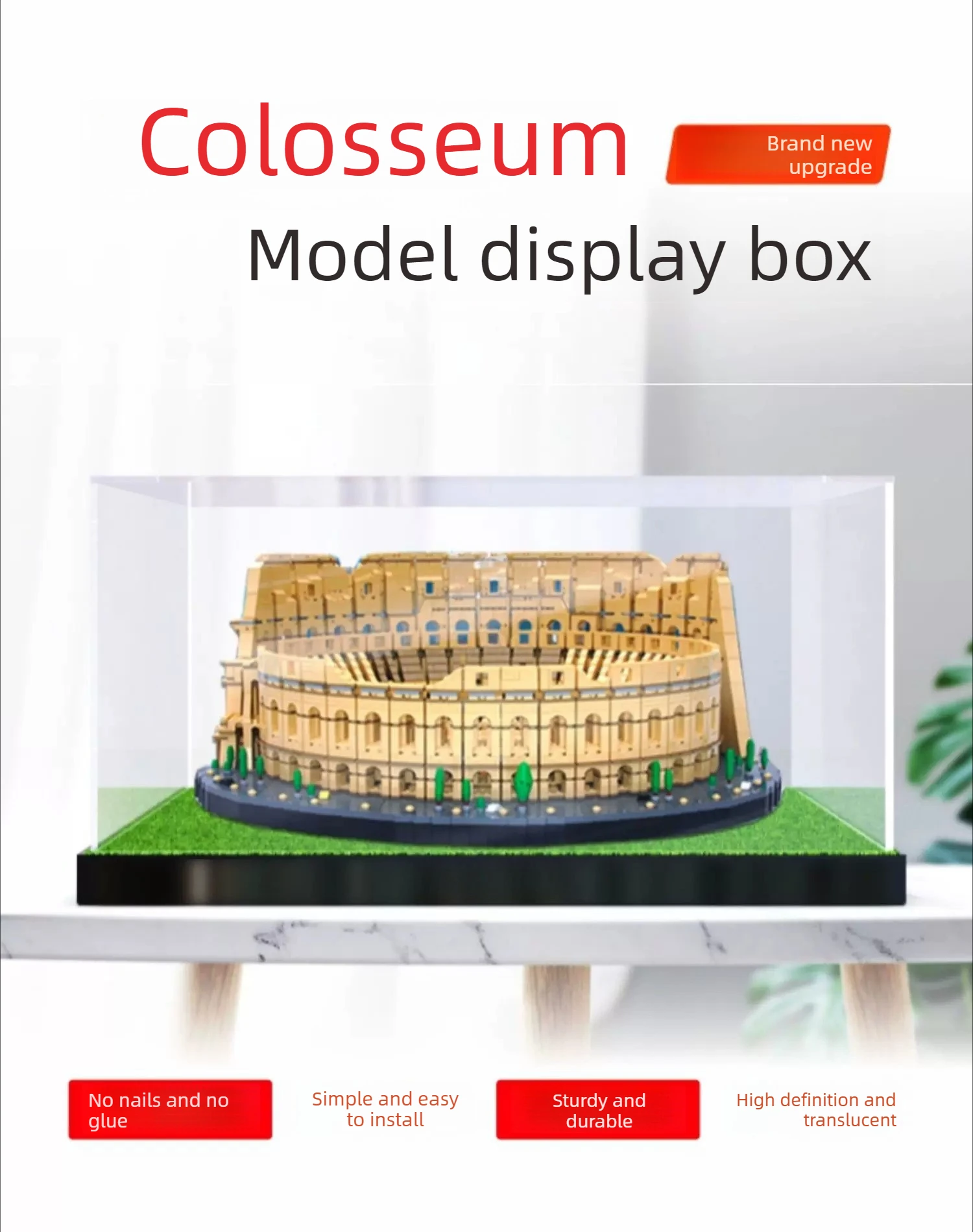High‑Clear Transparent Acrylic Dustproof Cover Display Storage Box for LEGO 10276 Colosseum Model Building Blocks
