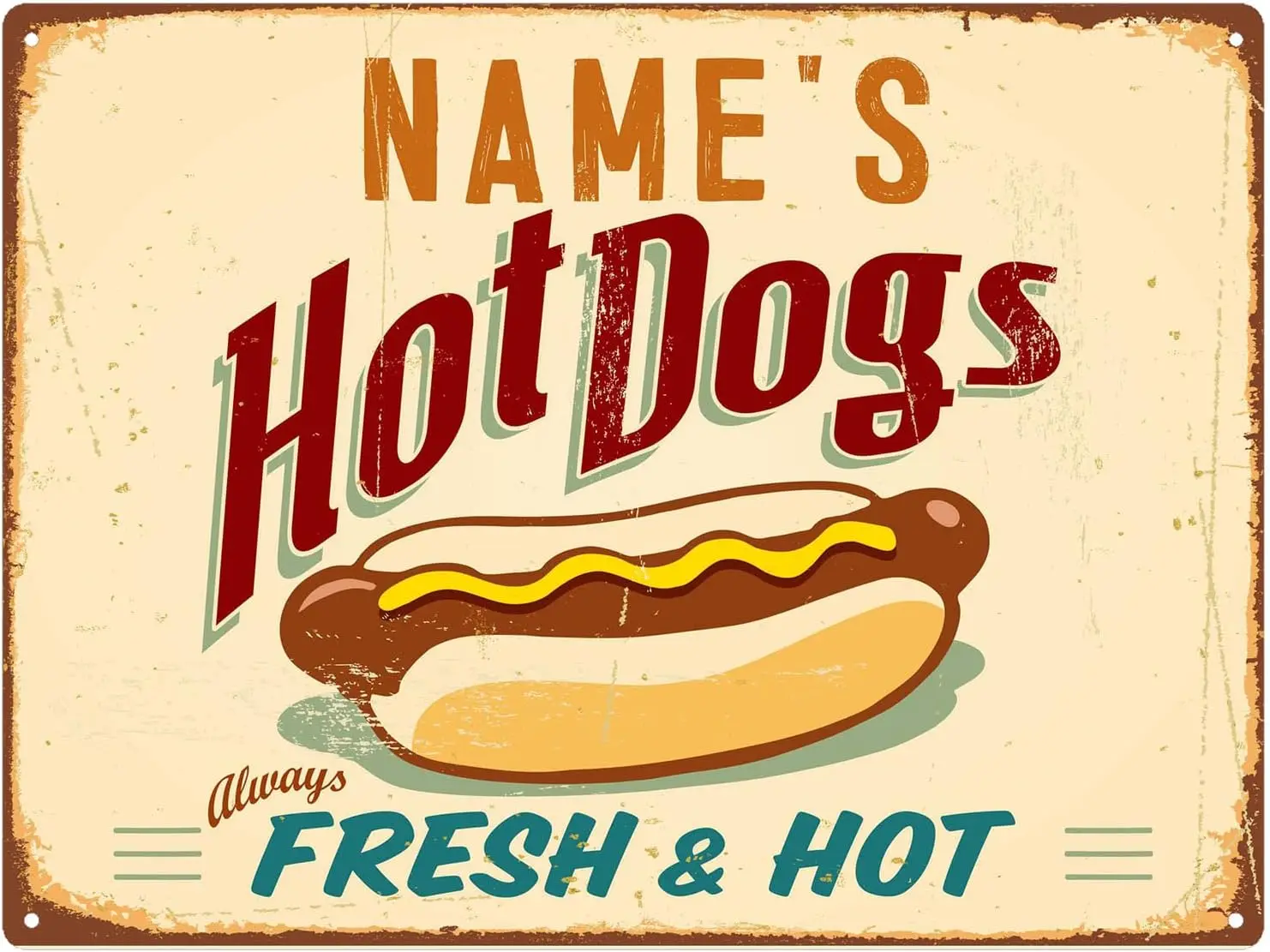 Vintage Metal Tin Sign Funny Personalized Garage Signs Bathroom Room Wall Decor Any Name;s Hot Dogs Always Fresh And for Men
