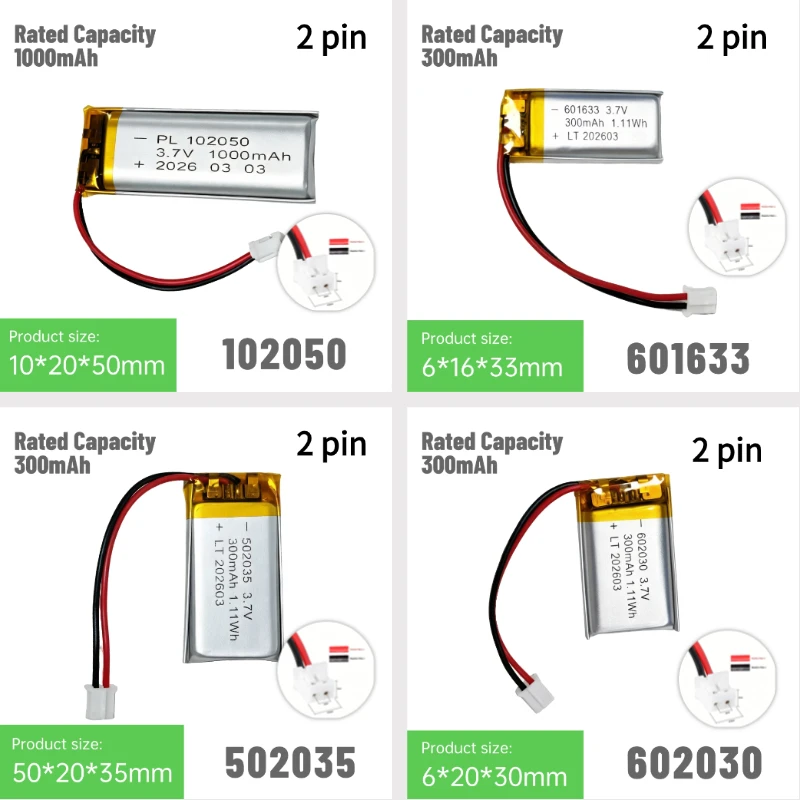 PUJIMAX 3.7V Rechargeable Lipo Lithium Battery with PH2.0 Plug Replacement Battery 502035 601633 602030  for Speaker GPS MP3 view 3