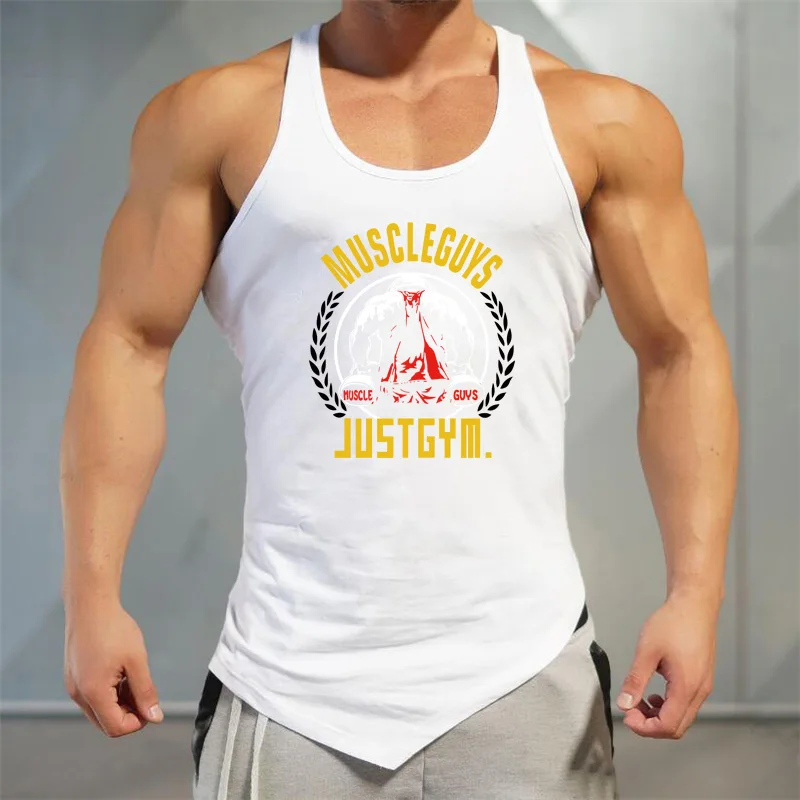 

2023 Gym Bodybuilding Mens Casual Fitness Muscle Fashion Sleeveless Shirt Summer Cotton Moisture Wicking Cool Feeling Tank Tops