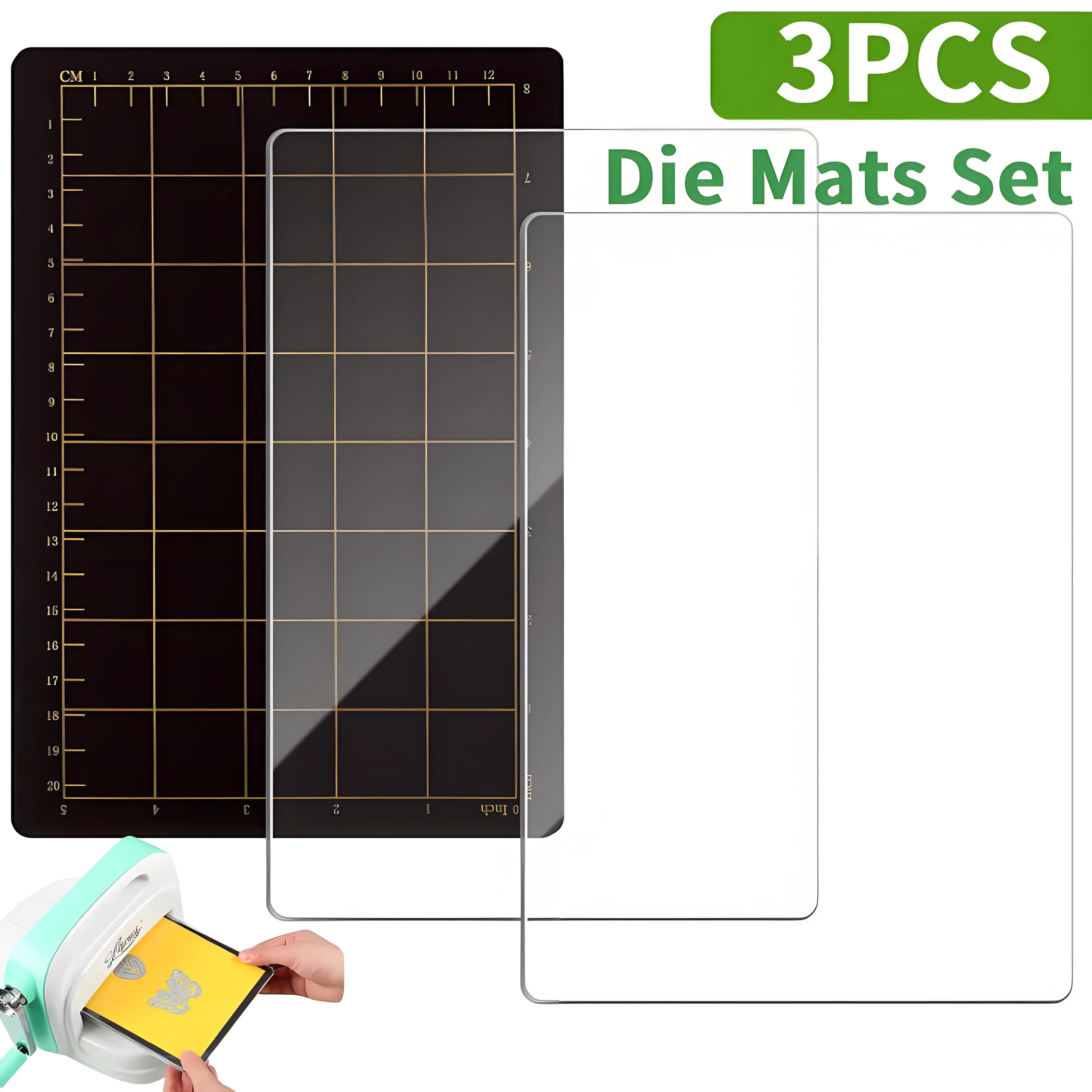 

3Pcs Magnetic Shim and Acrylic Cutting Pad Reusable 6'' x 9" Die Pad Set for Die Cutting Machines Embossing Crafting Accessories