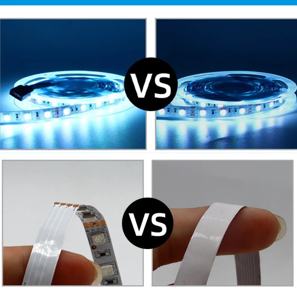 LED قطاع 5050 تيار مستمر 12 فولت RGB مقاوم للماء مرنة ضوء النيون شريط 30LED/MLed 60LED/MLed PWM لغرفة نوم ديكور إضاءة خلفية للتلفاز