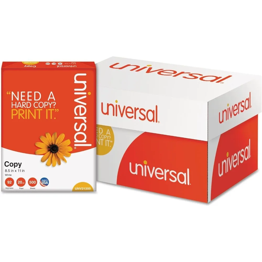 유니버설 21200 복사용지, 고광택 92%, 20lb 중량, 8.5 x 11 인치, 흰색 (5000매/케이스)