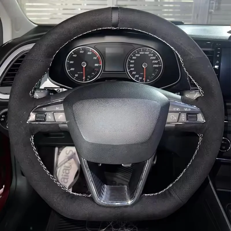 

Чехол на руль из замши и кожи для Seat Leon Cupra R, Leon ST Cupra, Ateca Cupra, Ateca FR, индивидуальный дизайн