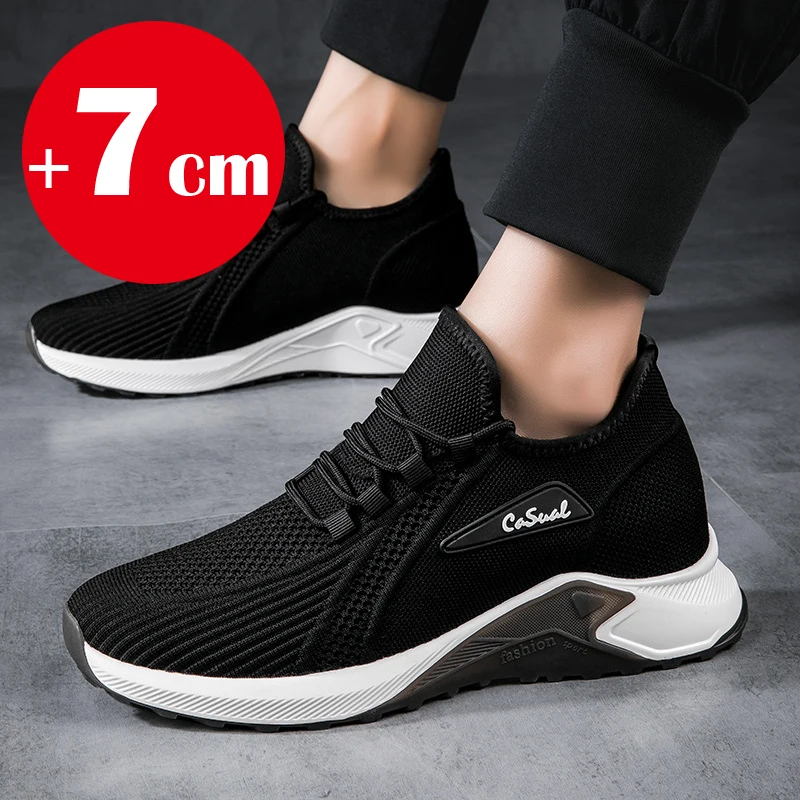 Sneakers Men Elevator Shoes Hidden Heels Comfort Breathable Heightening Shoes For Man Increase Insole 7CM Height Increasing Shoe