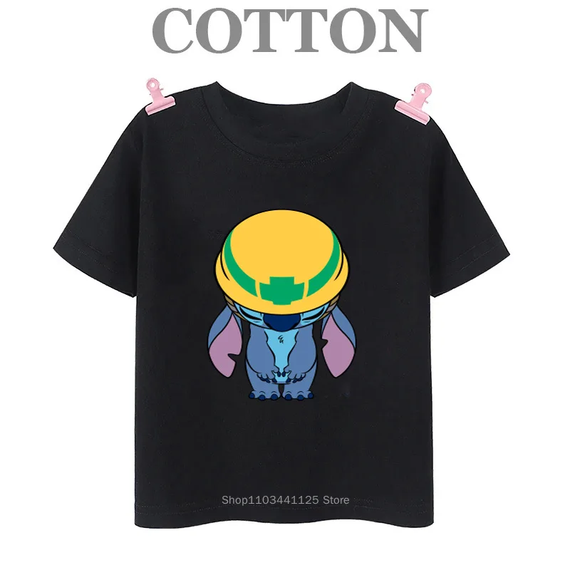 Cotton T Shirt Anime Kawaii Stitch Kids Boys Tshirts Children's Summer Multiple Cartoon Casual Girls T-shirts Short Sleeve Top