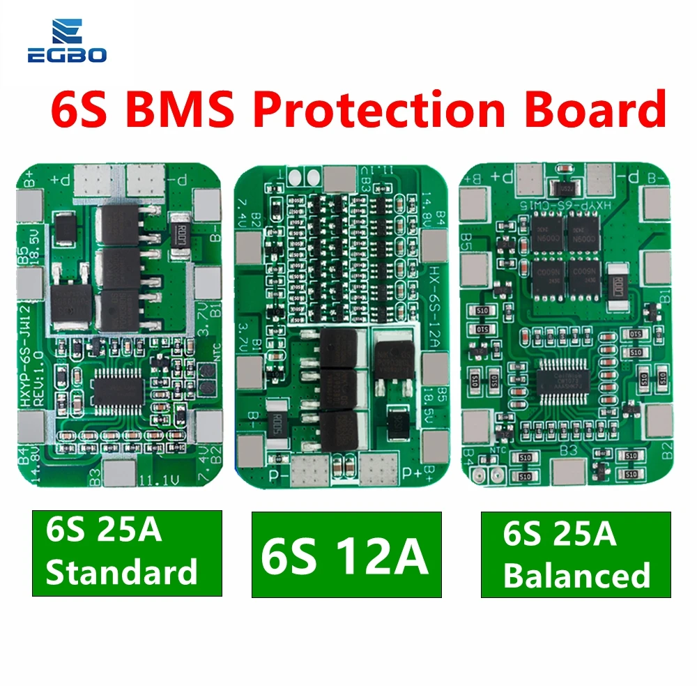 6S 12A/25A 24V 25.2V PCB BMS Protection Board For 6 Pack 18650 Li-ion Lithium Battery Cell Module New Arrival Balanced