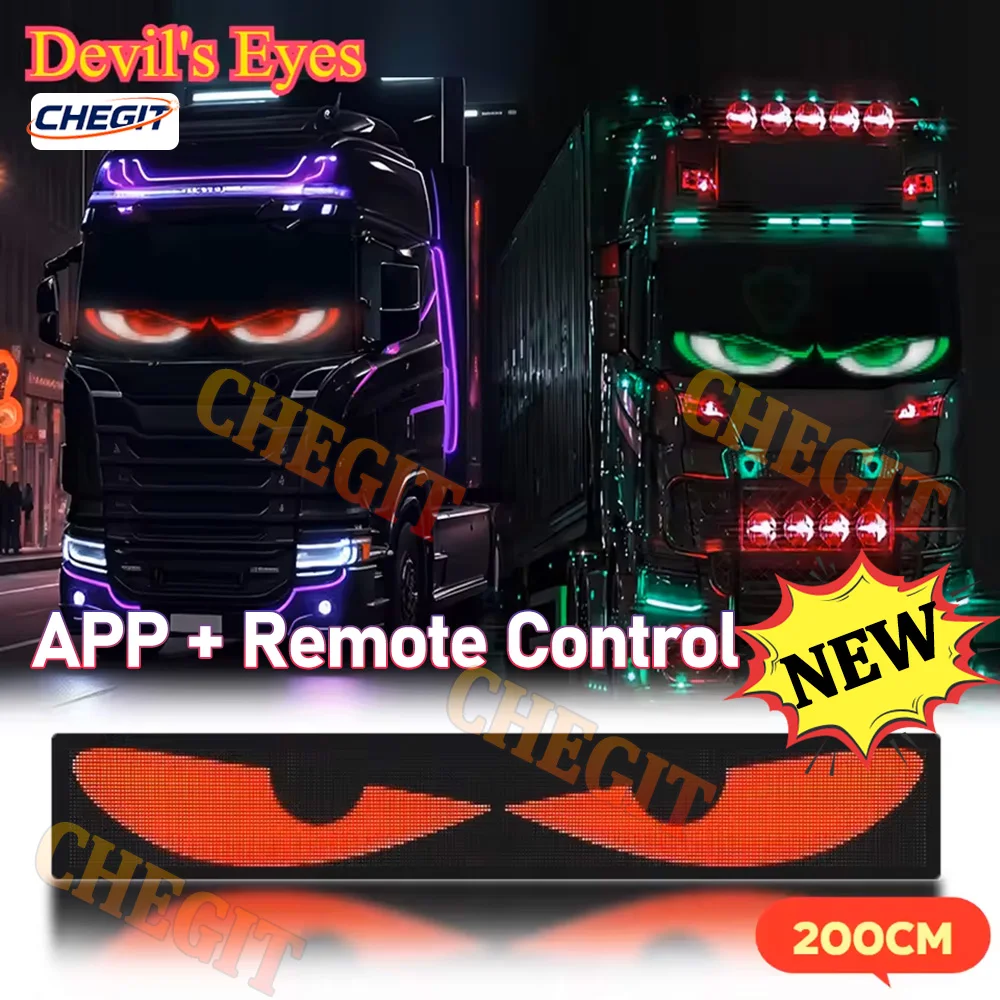 التطبيق الكبير للتحكم عن بعد شيطان عيون سيارة مصفوفة بكسل لوحة ضوء الليل عرض مرن قابل للبرمجة لسيارة شاحنة SUV الملحقات